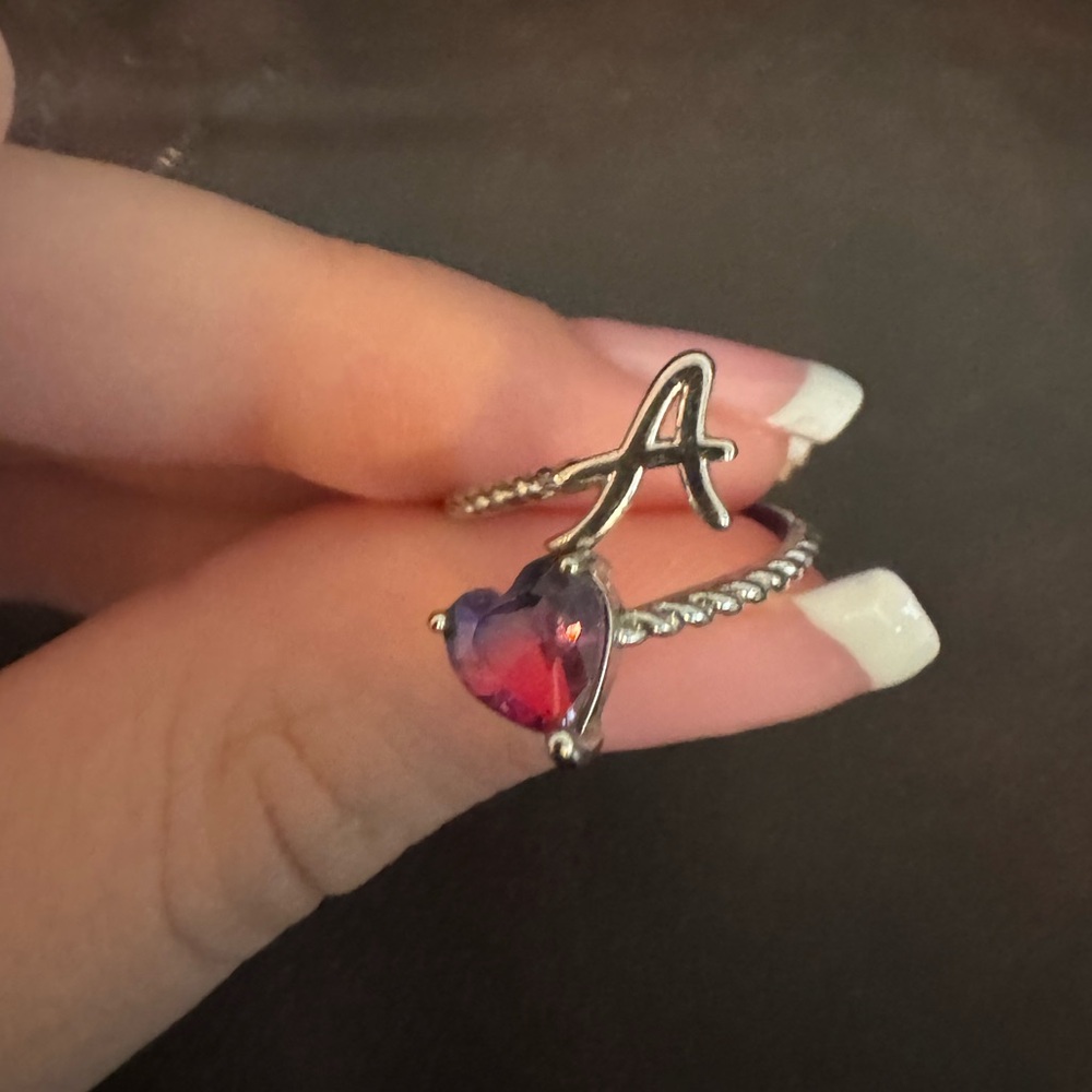 Silver Heart “A”Initial Ring